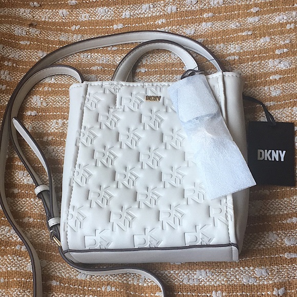 Dkny Bags Nwt Dkny Lexi Embossed Logo Light Cream Crossbody